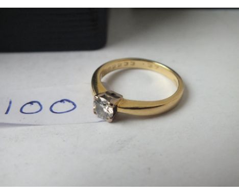 18CT DIAMOND SOLITAIRE RING 0.37ct diamond approx size K  3.3g inc comes with COA      