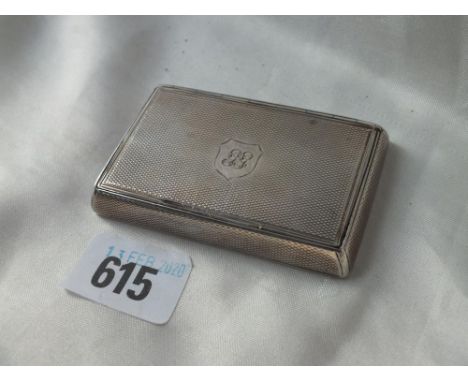 Victorian rectangular engine turned snuff box, 3” wide Lon 1837 by TB 90g.    65  