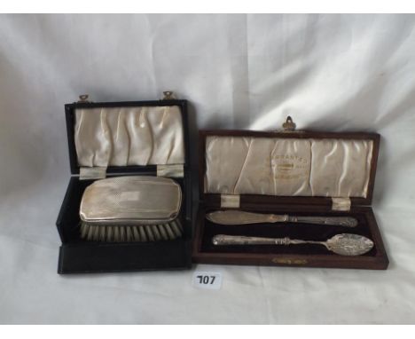 Boxed Art Deco clothes brush, engine turned, B’ham and another 