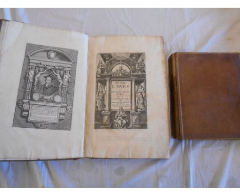HOOKER, R.   Of the Lawes of Ecclesiastical Politie   1723, London, fol. cont. fl. cf. engrvd. port. frontis &amp; engrvd. t/