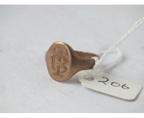 9ct signet ring approx size R 3.9g     