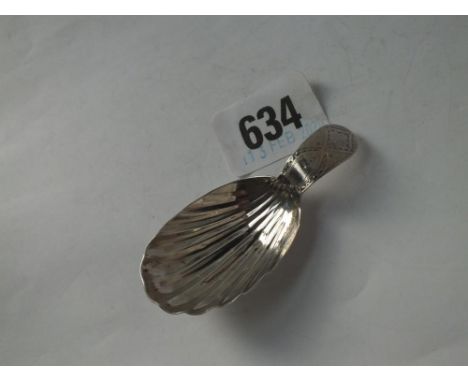 Georgian OE bright cut caddy spoon, Lon 1793    