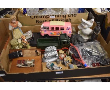 An Eddie Stobart Ltd pottery lorry 'Leslie Christine', a selection of automobile models on stands, a 'project' VW camper van 