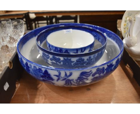 A set of Graduated blue and white ware ceramic bowls