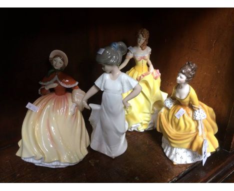Three Royal Doulton figures and a Nao figure