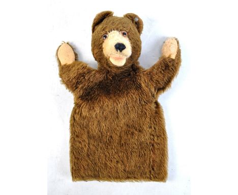 STEIFF; a mid-20th century button in ear bear hand puppet, length 23cm.