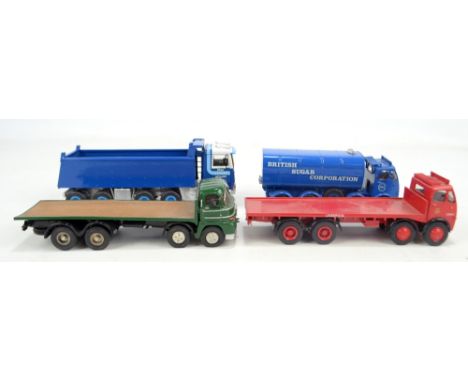 SMITH AUTO MODELS (probably); four good quality model haulage vehicles comprising three Fodens in red, green and blue liverie