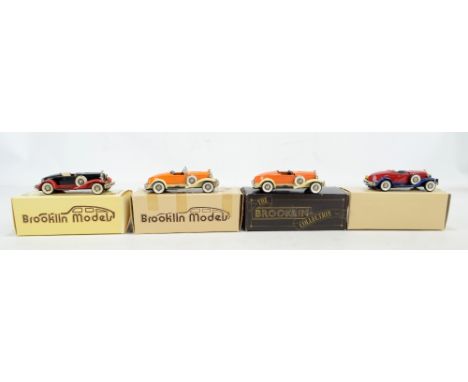 BROOKLIN MODELS; four BRK 12 1931 Hudson Greater Eights in black/red (CTCS Toy Show 1981 1 of 250), orange/cream (x2) and red