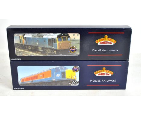BACHMANN BRANCH-LINE; two 00 gauge diesel locomotives, 32-400 Class 25/3 BR green D7645 and 32-700Z Class 46 'Ixion' 97403 (p
