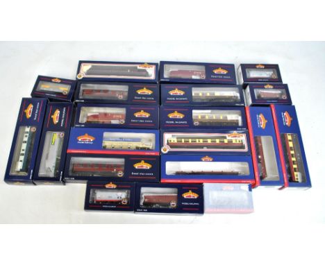BACHMANN BRANCH-LINE; twenty items of 00 gauge rolling stock including 34-603 57ft BR MkI Suburban maroon, 39-460 LMS 57ft po