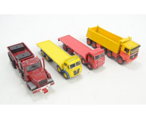 SMITH AUTO MODELS (probably); four good quality model haulage vehicles comprising orange/yellow Terberg, red ERF with 'Britis