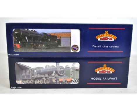 BACHMANN BRANCH-LINE; two 00 gauge steam locomotives, 32-255A WD Austerity WW2 Khaki (Desert Sand) and 32-829 Ivatt Class 2 2