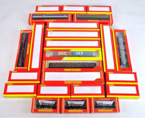 HORNBY; a group of 00 gauge rolling stock including R6313 PDA Depressed Centre Wagon Lloyds &amp; Scottish, R4077 GNER MkIII 