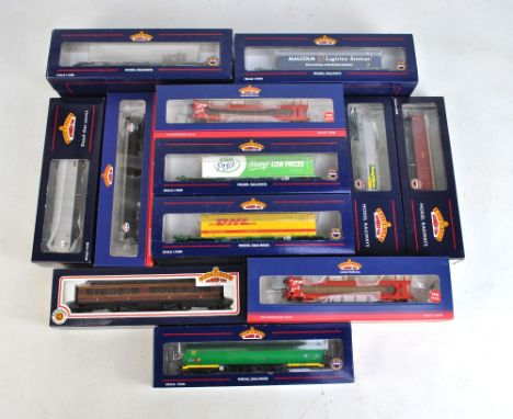 BACHMANN BRANCH-LINE; a group of 00 gauge rolling stock including 37-305 Intermodal bogie wagon C/W 45ft container 'DHL' (x2)