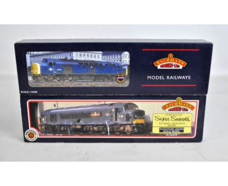 BACHMANN BRANCH-LINE; two 00 gauge diesel locomotives, 31-077 Type 4 Peak (Class 46) D193 BR green and 32-476 Class 40 40 075
