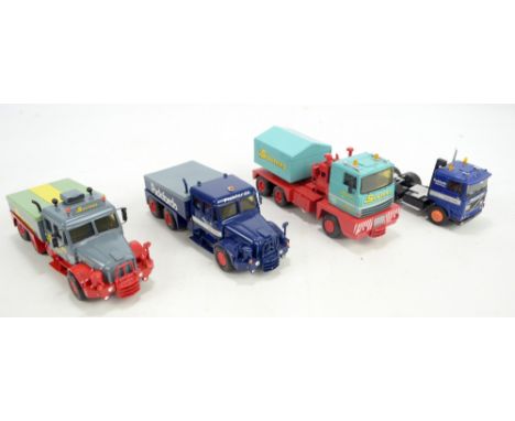 SMITH AUTO MODELS (probably); four good quality model haulage vehicles comprising grey/red Scammel and unbranded blue/red tru