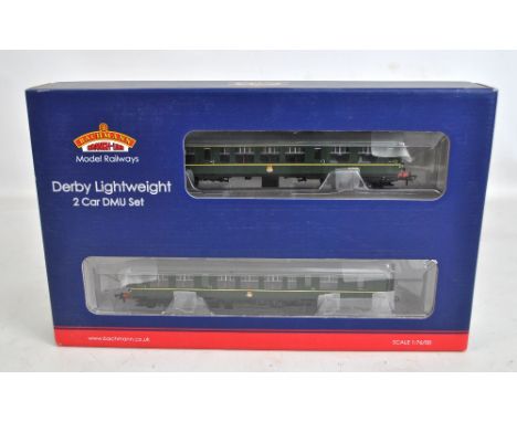 BACHMANN BRANCH-LINE; a 00 gauge 32-516 Derby Lightweight two car DMU BR green with speed whiskers set, boxed.  CONDITION REP
