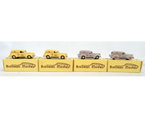 BROOKLIN MODELS; four BRK 9 1940 Ford Sedan delivery vans in cream (x2) and grey (x2) liveries and all with 'Spielwaren Danha