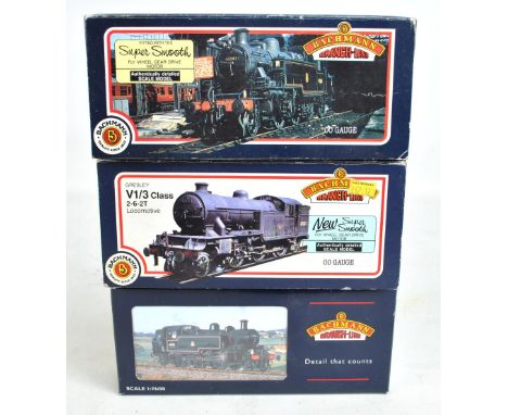 BACHMANN BRANCH-LINE; three 00 gauge steam locomotives, 31-45E Ivatt Tank 41273 push/pull fitted BR lined black E/Crest, 31-4