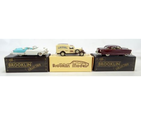 BROOKLIN MODELS; BRK 39 1953 Oldsmobile Fiesta in white/blue livery, BRK 16 1936 Dodge Van in cream livery with 'Camel Cigare