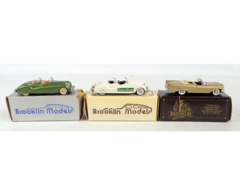 BROOKLIN MODELS; two BRK 8 1941 Chrysler Newport Phaeton show cars in green and cream liveries, the latter with 'Motor Sport 