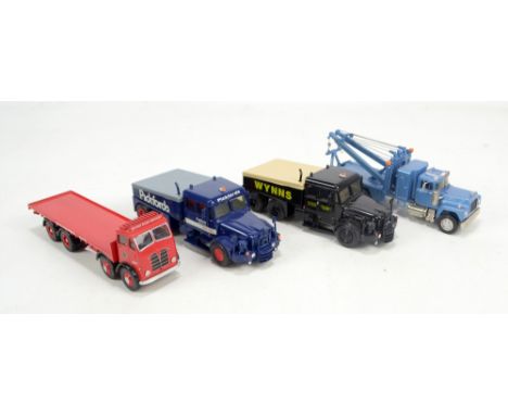 SMITH AUTO MODELS (probably); four good quality model haulage vehicles comprising black Invader with 'Wynns' decal, unbranded