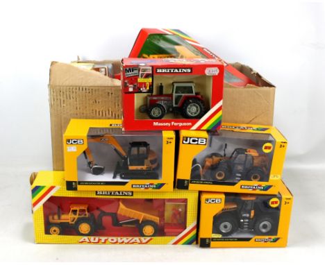 BRITAINS; a group of boxed tractors and combine harvesters including 9520 Massey Ferguson MF2680, 9881 Deutz Tractor and Rear