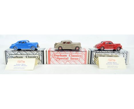 DURHAM CLASSICS; three 1941 Chevrolet Deluxe Coupés in red, beige and blue liveries, the first limited edition of 400 and the