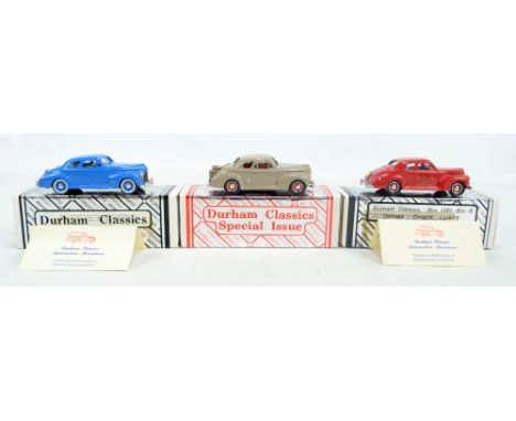 DURHAM CLASSICS; three 1941 Chevrolet Deluxe Coupés in red, beige and blue liveries, the first limited edition of 400 and the