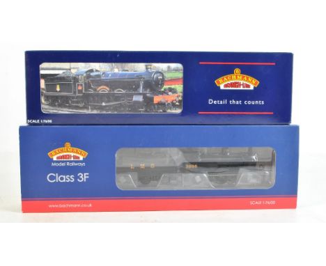 BACHMANN BRANCH-LINE; two 00 gauge steam locomotives, 31-627 Class 3F 3205 LMS black and 31-776 Modified Hall 7915 'Mere Hall