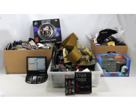 STAR TREK; a group of collectibles and memorabilia including brass pen and command pin set, Klingon communicator talking soun