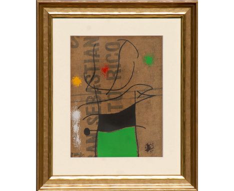 JOAN MIRO pochoir in colours, 1961, edition: 1200, printed by Jacomet, 30cm x 23cm, framed and glazed.