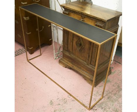 CONSOLE TABLE, gilt metal framed with a rectangular slate coloured top, 119cm W x 80.5cm H x 25cm D.