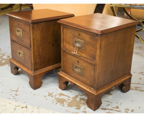 BEDSIDE/LAMP CHESTS, a pair, part 19th century mahogany each fitted with two drawers on bracket feet, 35cm W x 36cm D x 48cm 