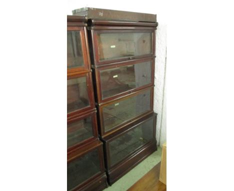 GLOBE WERNICKE BOOKCASE, in four sections, early 20th century mahogany, bears plaques, 87cm W x 39cm D x 173cm H. (with fault