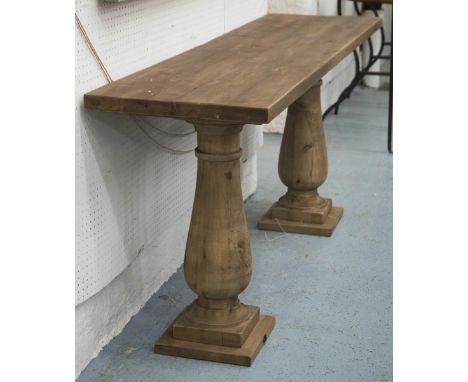 CONSOLE TABLE, vintage Italian style rectangular large turned column supports, 180cm x 46cm x 75cm H.