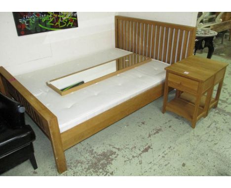 DOUBLE BED, from John Lewis, 160cm W x 217cm L x 106cm H and two bedside tables, each 50cm W and mirror 160cm H x 40cm W. (4)