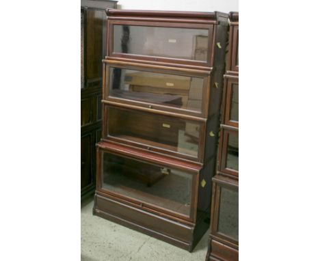 GLOBE WERNICKE BOOKCASE, in four sections, early 20th century mahogany, bears plaques, 87cm W x 39cm D x 162cm H. (with fault