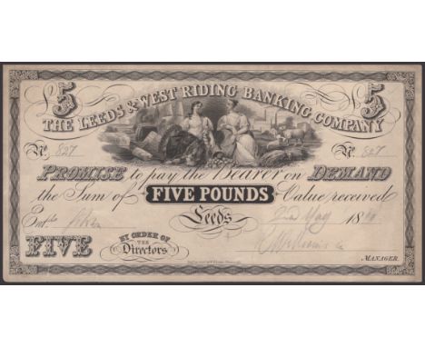 The Leeds & West Riding Banking Company, £5, proof on light card for 18-, printed by W.H.Lizars, Edinburgh, pencil annotation