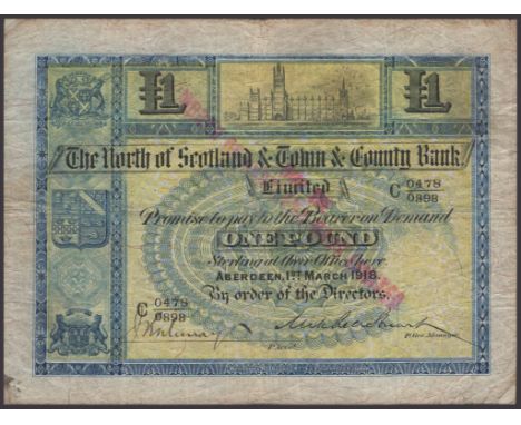 North of Scotland Bank Limited, £1, 1 March 1918 (1923), serial number C0478/0898, Stuart and one other manuscript signature,