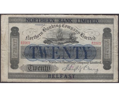 Northern Bank Limited, £20, 20 October 1921 (1929), serial number A2267, manuscript Craig signature, overprinted on previous 
