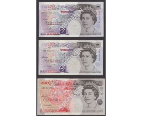 Bank of England, Graham E. A. Kentfield, £20 (2), 25 November 1991, serial numbers E01 500411 and W35 829447, £50, 20 April 1