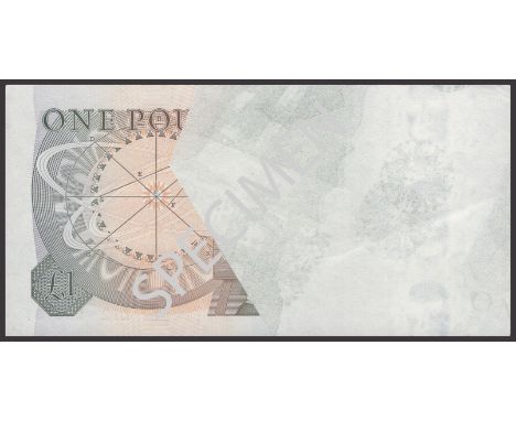 ERROR: Bank of England, John B. Page, £1, 9 February 1978, serial number Z12 986781, with large blank unprinted area on the r