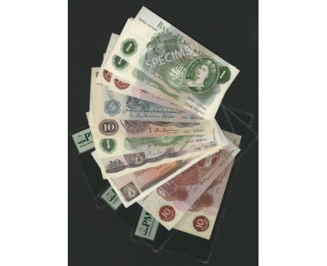 Bank of England, Jasper Q. Hollom, £1 (5) and 10 Shillings, (3), £5, prefix A45, £10, prefix A20, Fforde, £1 (22), R--L prefi