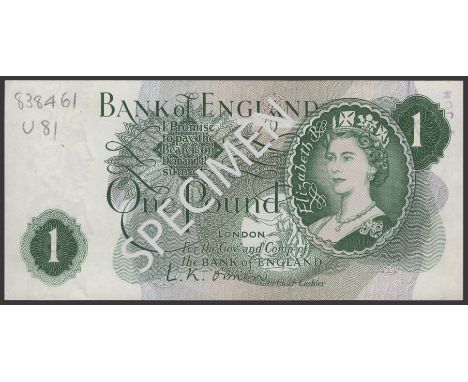 ERROR: Bank of England, Leslie K. O’Brien, £1, 17 March 1960, serial number in pencil U81 838461, serial numbers omitted and 