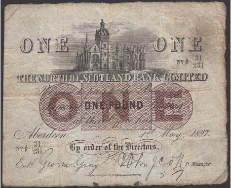 North of Scotland Bank Limited, £1, 1 May 1897, serial number A/P 31/231, two manuscript signatures, strong and original pape