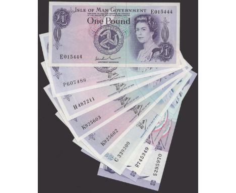 Isle of Man Government, John W. Paul, £1, ND (1974), serial number E015444, W. Dawson, 50 pence, 1981, prefix C, £1, 1980, pr