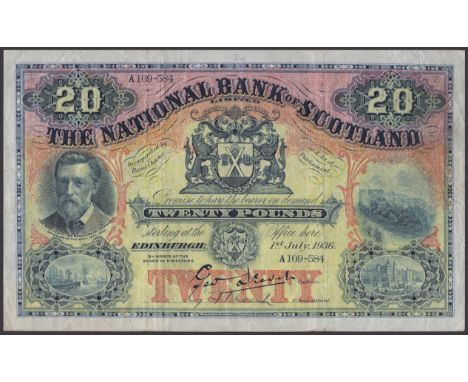 National Bank of Scotland Limited, £20, 1 July 1936, serial number A109-584, Drever and manuscript signature at low centre, i