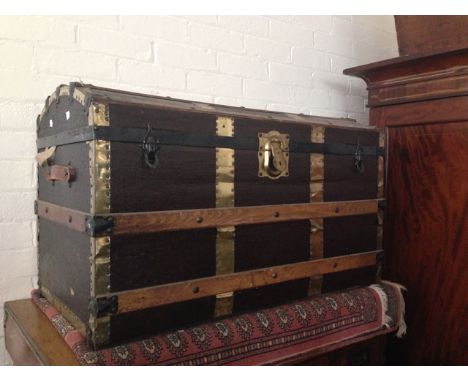 A Victorian domed top cabin trunk, 54 cm 