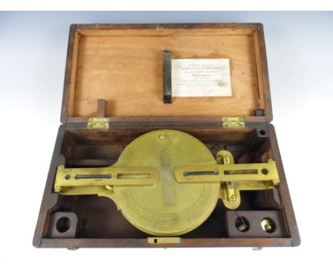An early 19th Century surveyor's brass compass by Hewitson, Newcastle upon Tyne, in fitted mahogany case